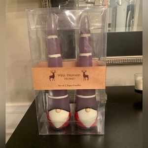 Set of 2 gnome Santa candles